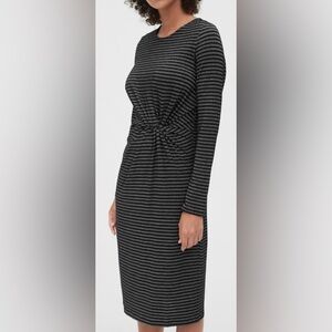 GAP Black and Gray Shimmer Striped Long Sleeve Dress Size Medium Petite